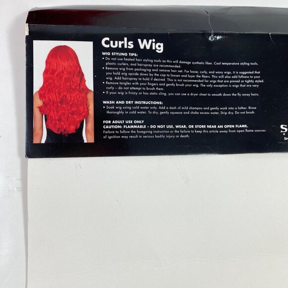 Long Red Curly Costume Wig With Bangs By Spirit Halloween For Adults - Picture 4 of 6
